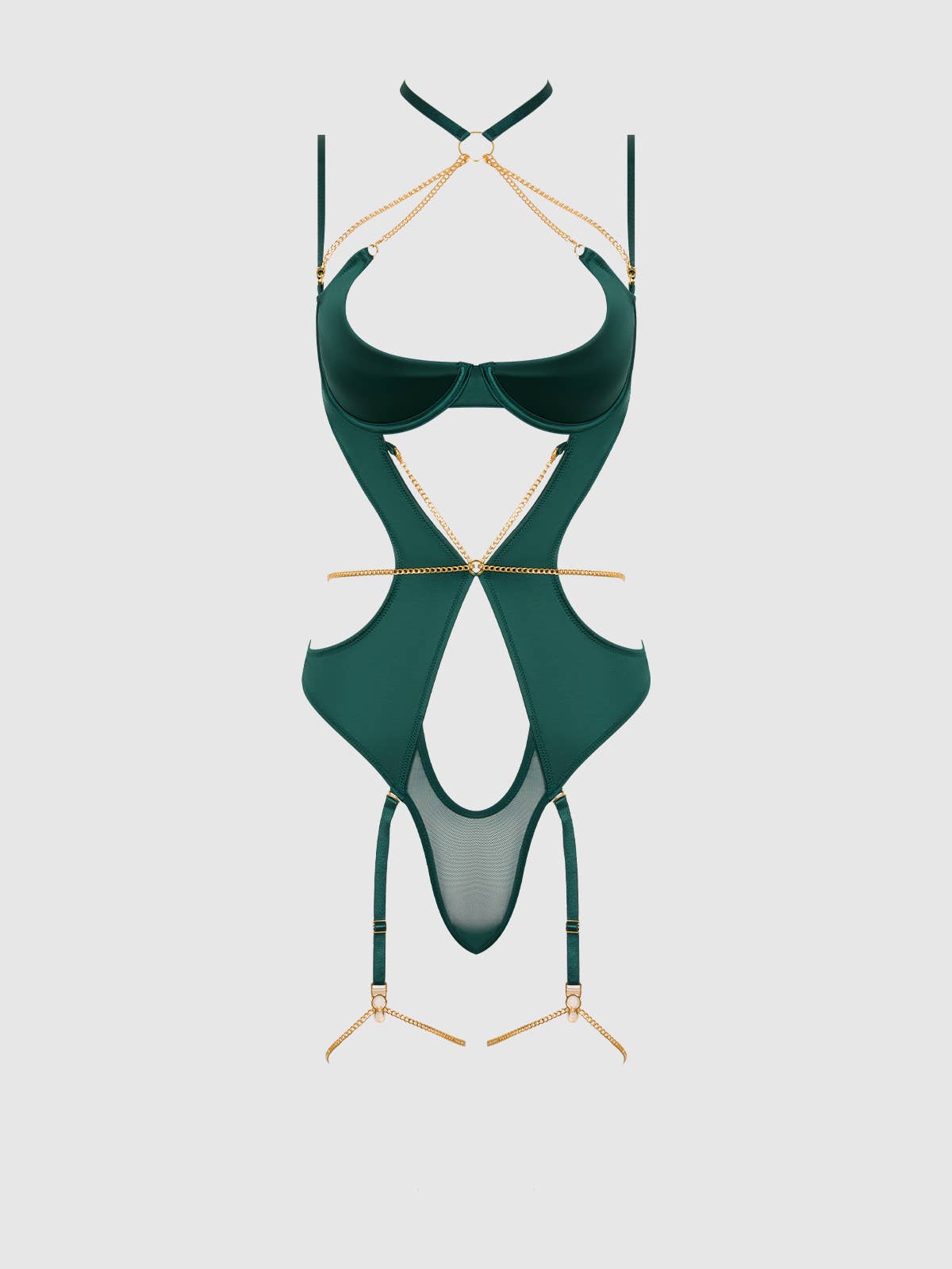 ANAYA SATIN & CHAIN HALTER TEDDY