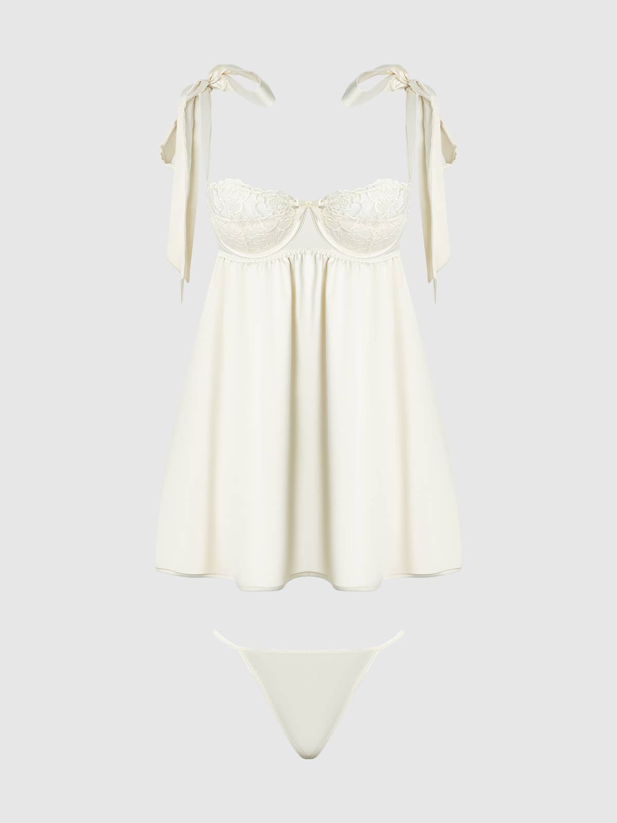 ROSALIE BRIDAL SATIN & LACE BABYDOLL & G-STRING SET