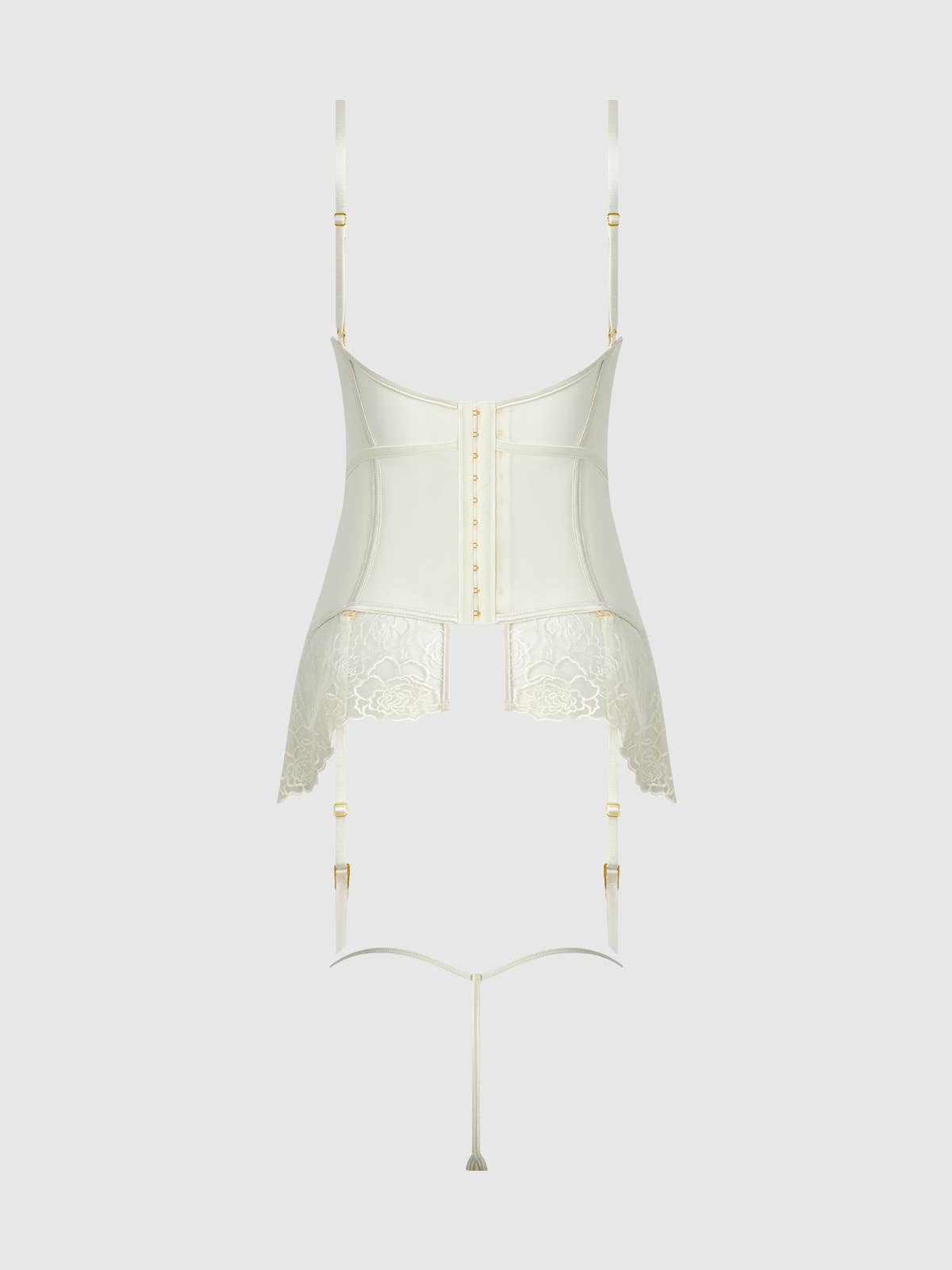 OPAL SATIN & EMBROIDERED LACE CHEMISE & G-STRING SET